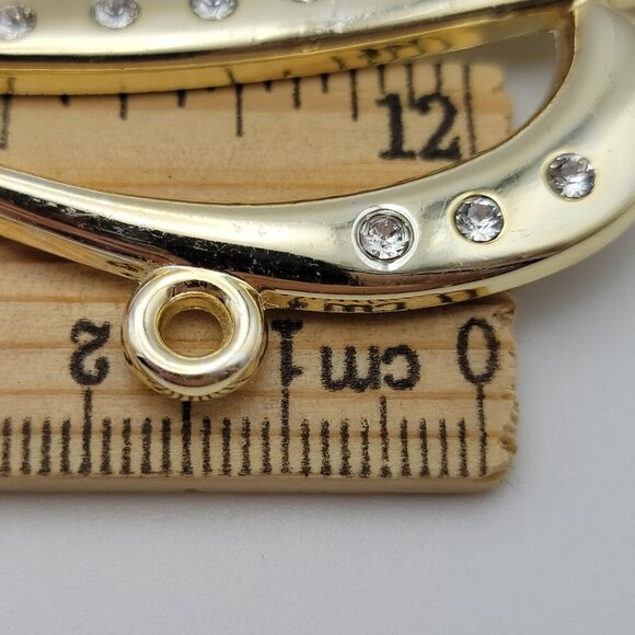 Harvey Lewis Letter J Ornament Gold Tone Clear Crystal 4" Vintage Signed - Picture 6 of 7